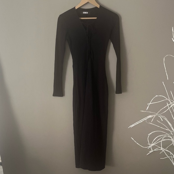 Reformation Edison Lace up Long Sleeve Bodycon Dress small - Picture 2 of 9